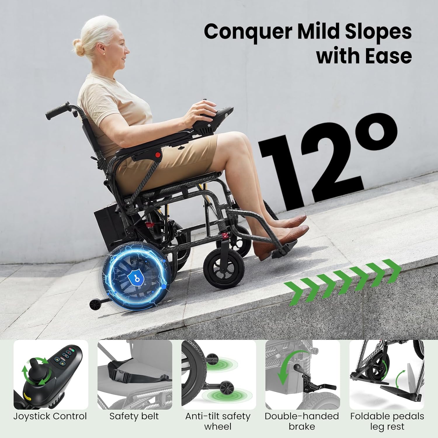 Electric Wheelchairs for Adults，Lightweight Foldable