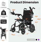 Electric Wheelchairs for Adults，Lightweight Foldable