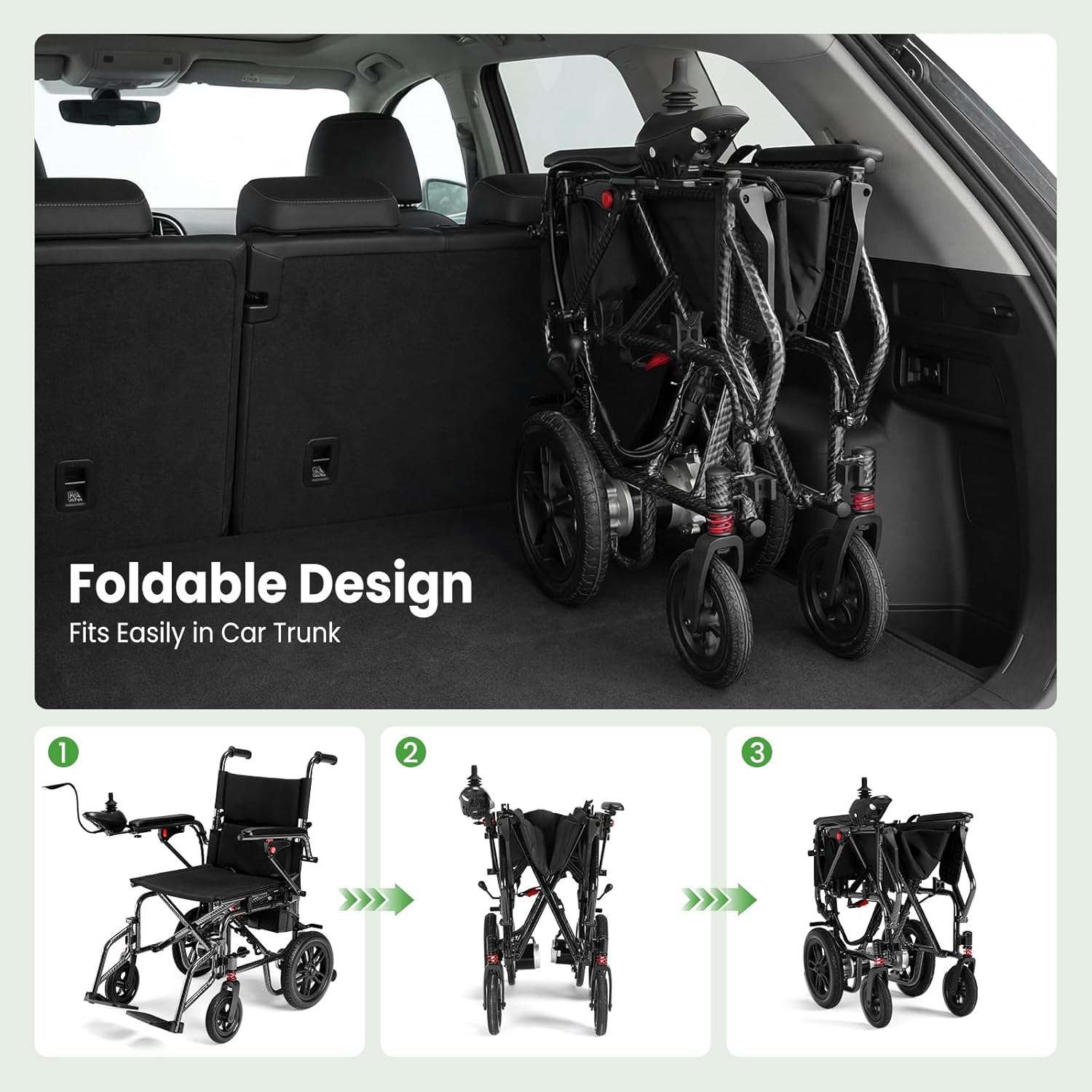 Electric Wheelchairs for Adults，Lightweight Foldable