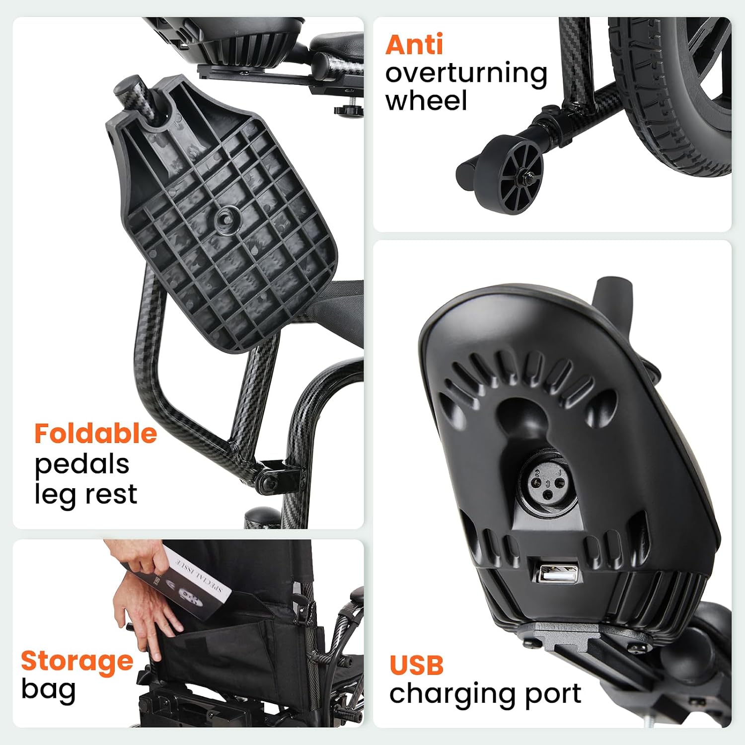 Electric Wheelchairs for Adults，Lightweight Foldable