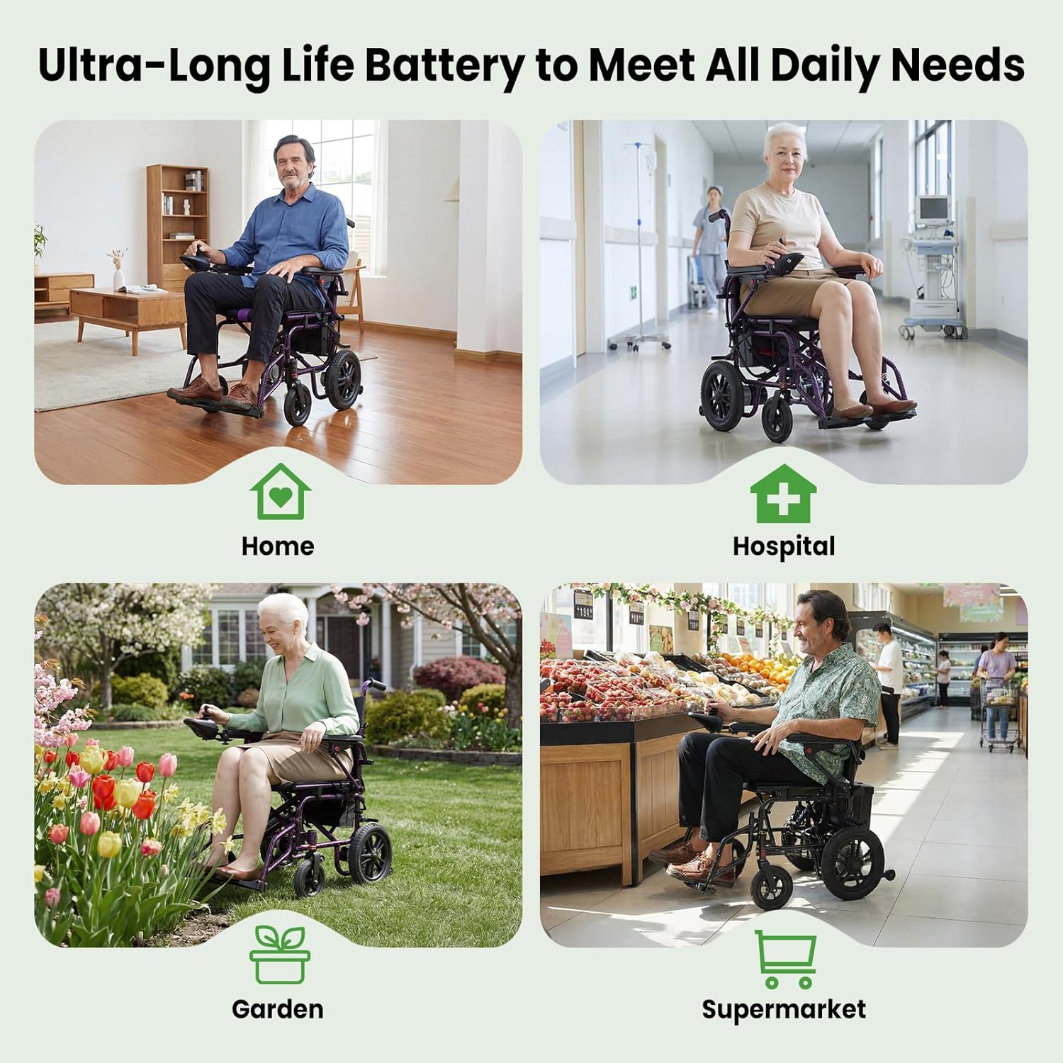 Electric Wheelchairs for Adults，Lightweight Foldable